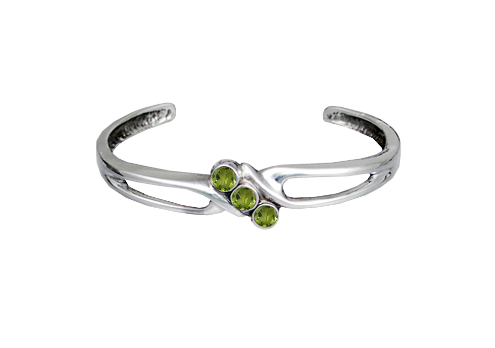 Sterling Silver Heavyweight Cuff Bracelet With Faceted Peridot